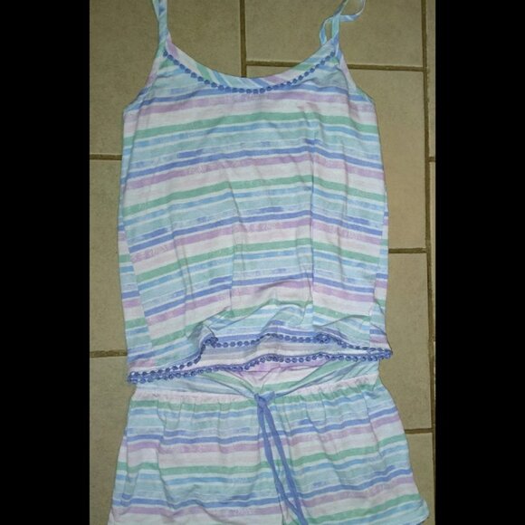 Jaclyn Intimates Pajama Set Shorts Tank Top Size Medium Striped Polyester Spande - Picture 1 of 8